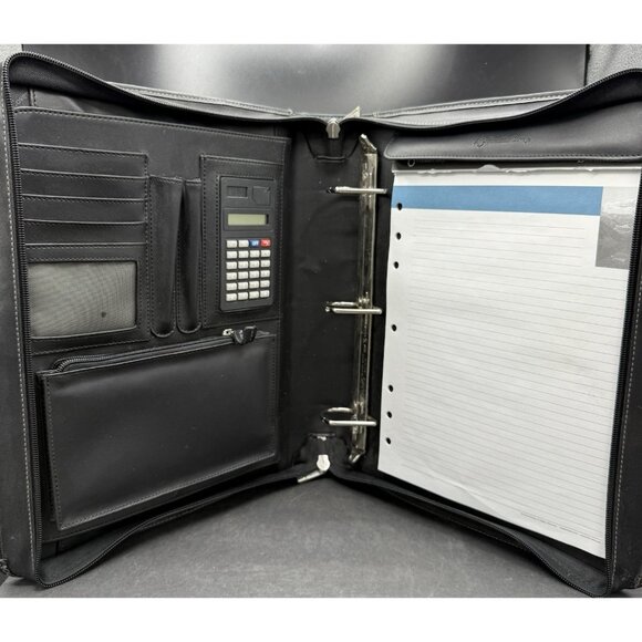 Franklin Covey Black Leather Day Planner Binder Organizer Handles Zipper - Picture 5 of 10